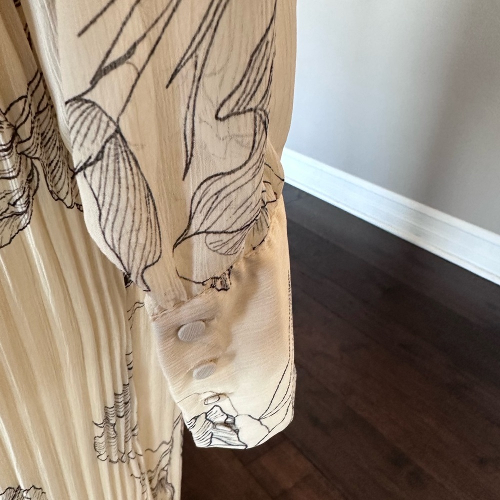 A New Day Flowy Fairy Floral Chiffon Long Sleeve Maxi Dress Ivory/Black LG NWT - Picture 4 of 13